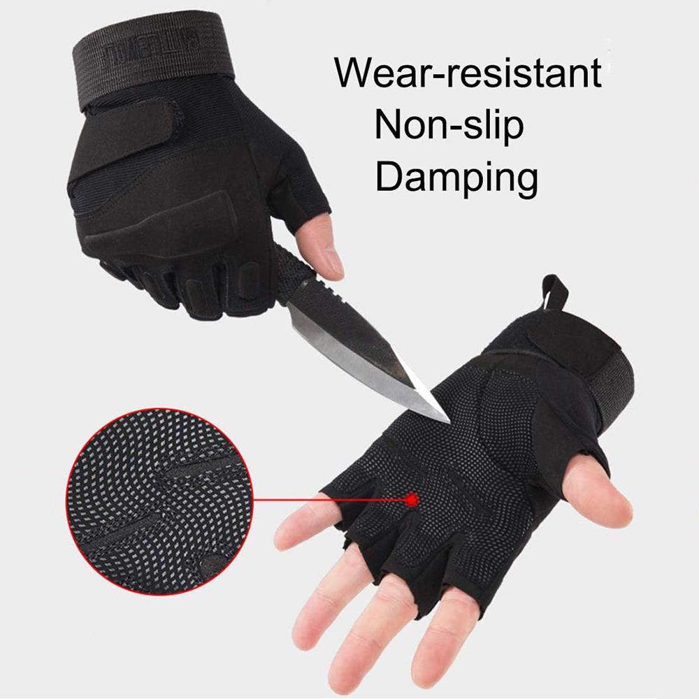 Pair Fingerless Summer Tactical Gloves Black For Hunting Motorcycling Climbing