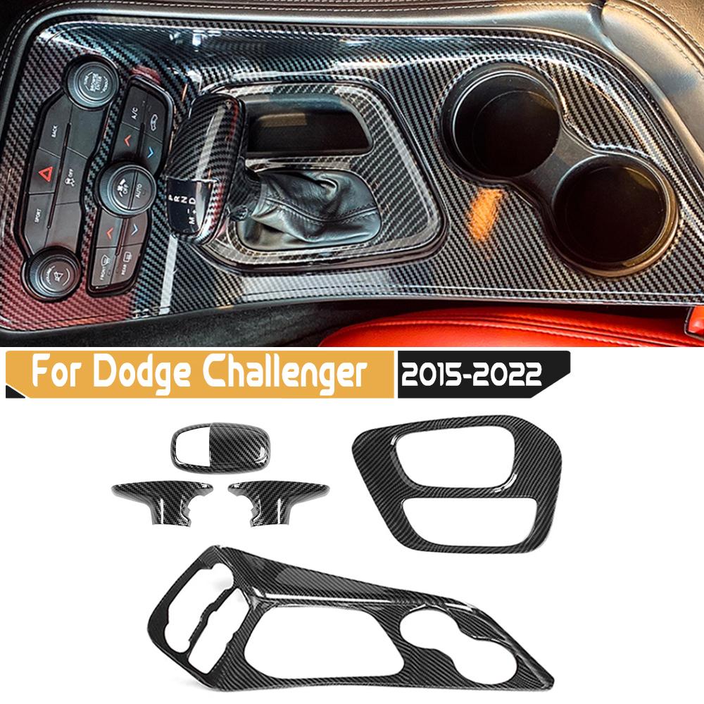 Car Interior Center Console Gear Shift Panel Decoration Cover Stickers For Dodge Challenger 2015-2022 Gear Shift Handle Sticker