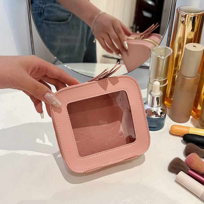 Transparent Cosmetic Bag Simple Fashion Waterproof PVC Toiletry Bag New Makeup Storage Bag Clear Zipper Lipstick Cosmetic Bag