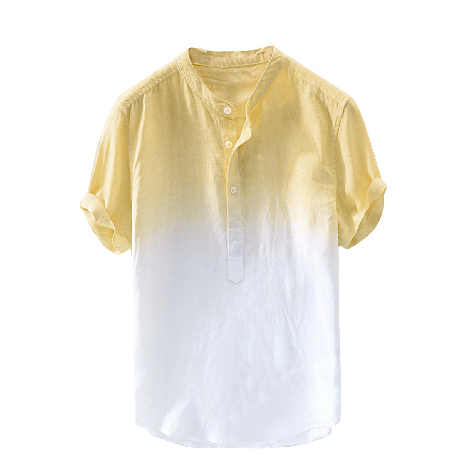 

Мужская модная повседневная свободная футболка с коротким рукавом и градиентом цвета XL жёлтый