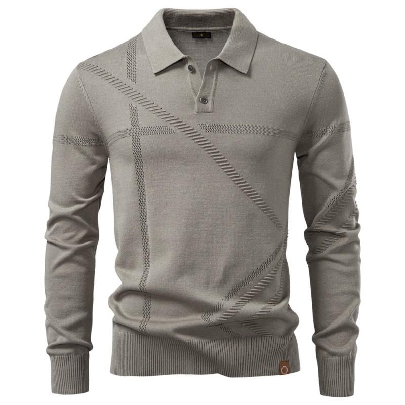 Winter Mens Polo Sweater Business Casual Knit Top European Size Middle Aged