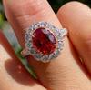 Luxury European and American Ins Ring Holiday Gift, Gold-plated Pigeon Blood Red Ruby Ring