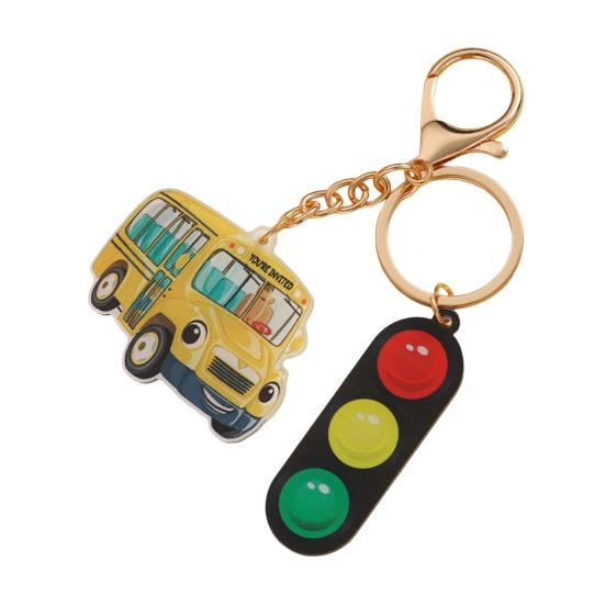 

Yousheng Keychain Pendant School Bus Acrylic Traffic Light Keyring Bag Charm Backpack Handbag Car Keys Wallet Decoration C
