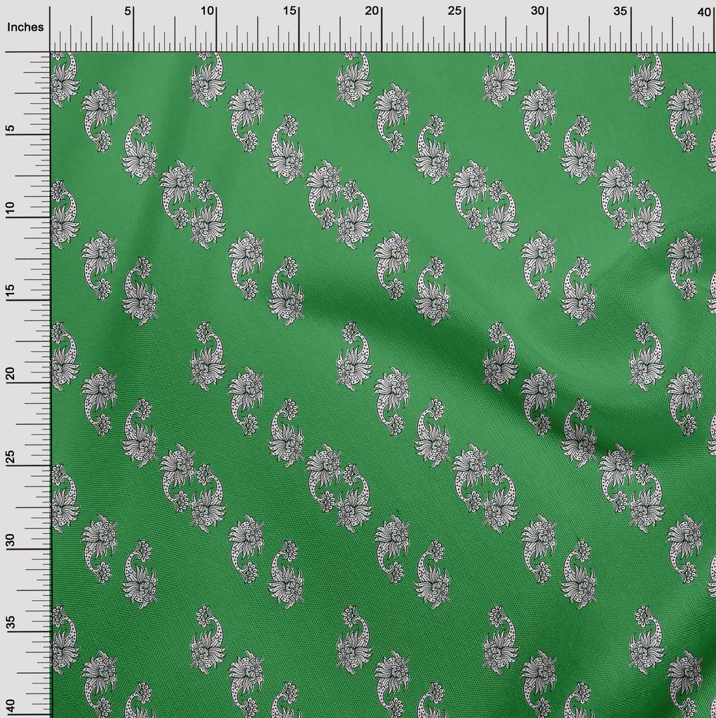 oneOone Georgette Viscose Green Fabric Block Sewing Material Print Fabric By The Yard 42 Inch