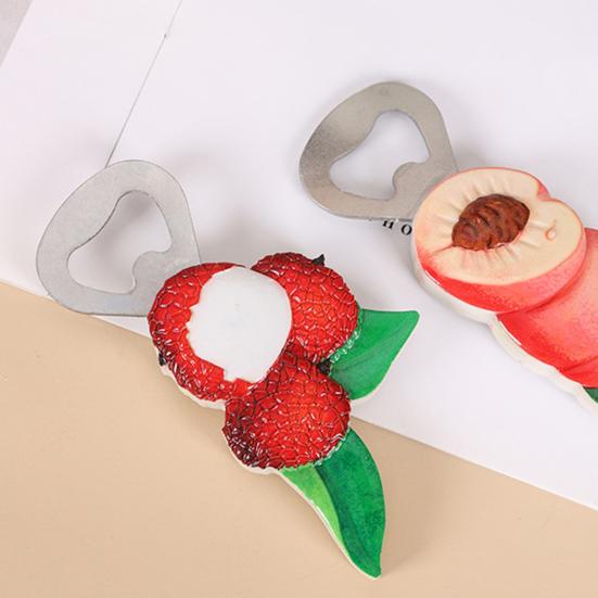 Simuliertes Obst Fisch Flaschenöffner Kühlschrankmagnet Heim Büro Küche Kühlschrank Magnetisch 3D Traube Litschi Orange Pfirsich Durian Dekoration