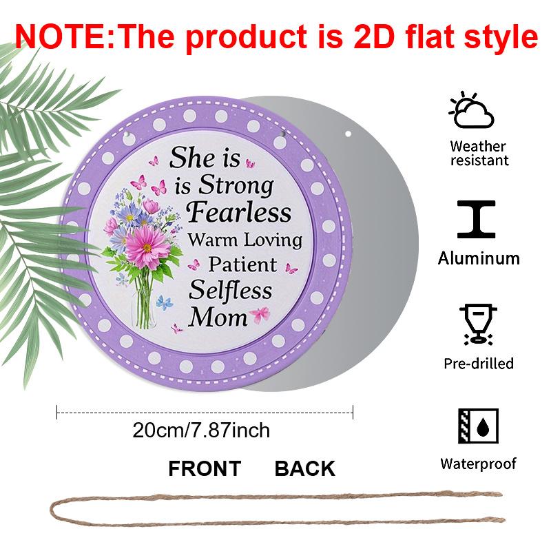 

2D Flat 1pc, 8x8 in, Happy Mother s Day Aluminum metal Sign - Elegant & Butterfly Metal/Wooden Round Wall Decor Suitable for Home, Door, , Office 1pc