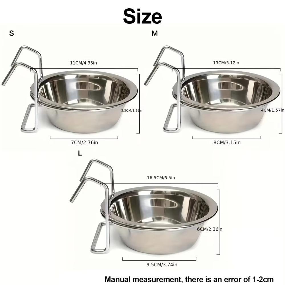 Stainless Steel Hang-on Pet Bowl Big Capacity Hanger Cage Cup Durable Pet Feeding Tool  Cat