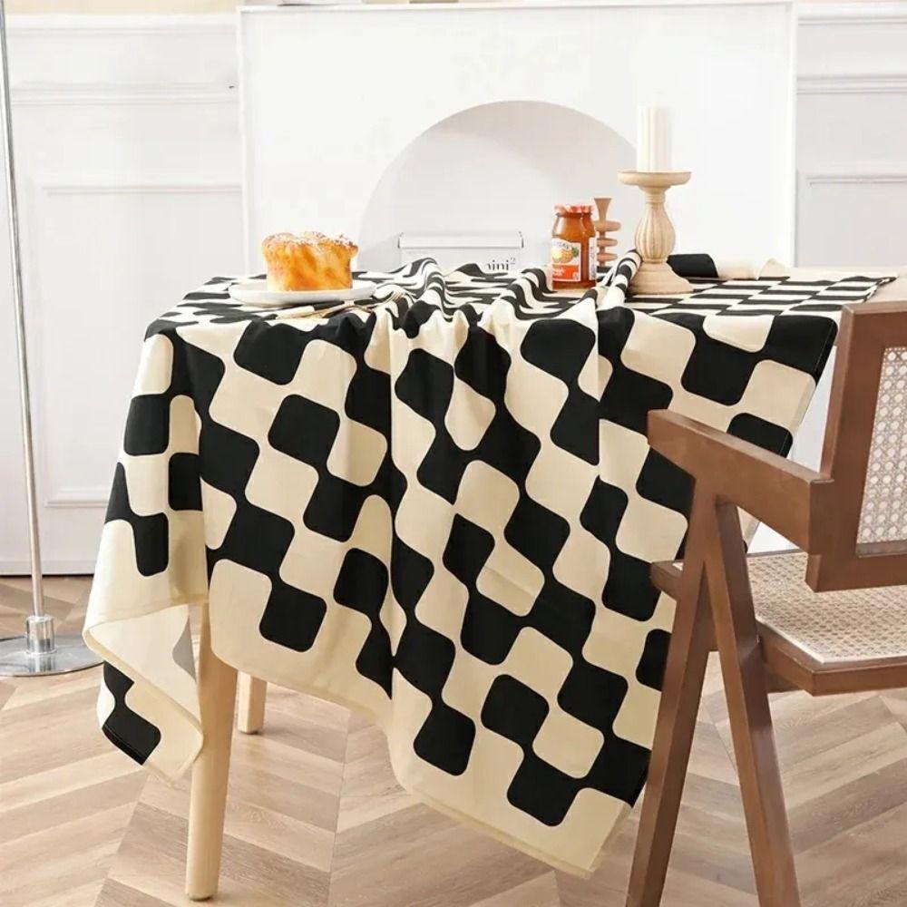 Cotton Plaid Tablecloth Korean Style Table Cover INS Checkerboard Tablecloth  Round Table