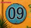 Vintage Number  Distressed Blue D Flat Round Metal Sign  Retro Industrial Wall Decor for Home Garage