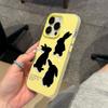 Ins black rabbit shadow for apple 16/17promax mobile phone case iPhone15 skin matte 13/12/14