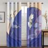 Red Blue Japanese Design Style Crane Wave Mountain Sun Printed Design High Sun Shading Drape Bed Chamber Living Room Hospitality Venue Window Drape