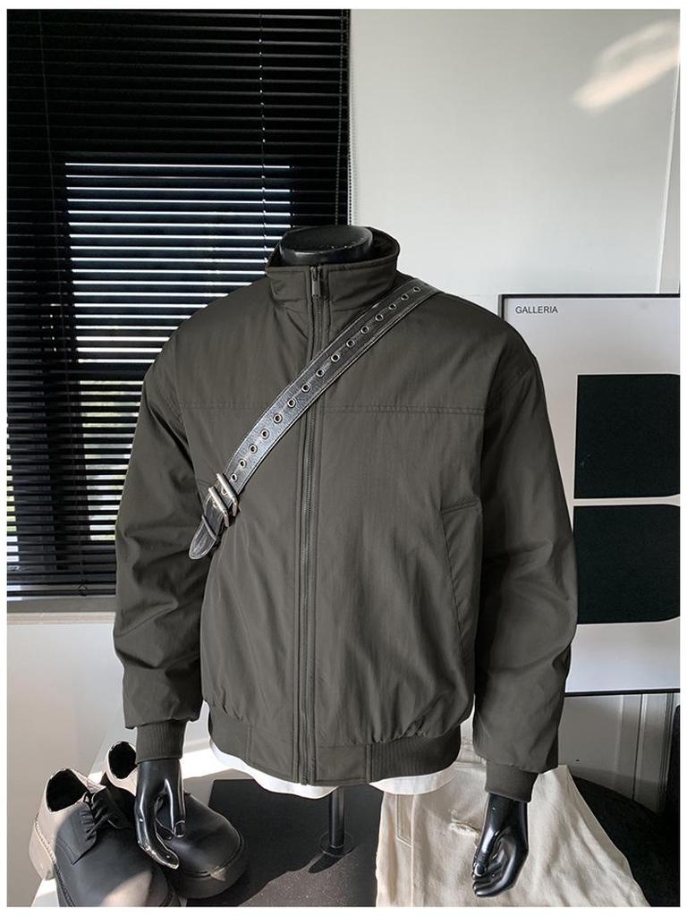 Herren High-End Baumwolle Workwear Bomberjacke - Stehkragen, Lässiger lockerer Coach-Stil für Herbst/Winter