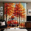 2 Pieces of HD Maple Leaf Under the Pumpkin Classic Car Curtain Yellow Tie Digital Printed Curtain Home Decoration Style Decorat
