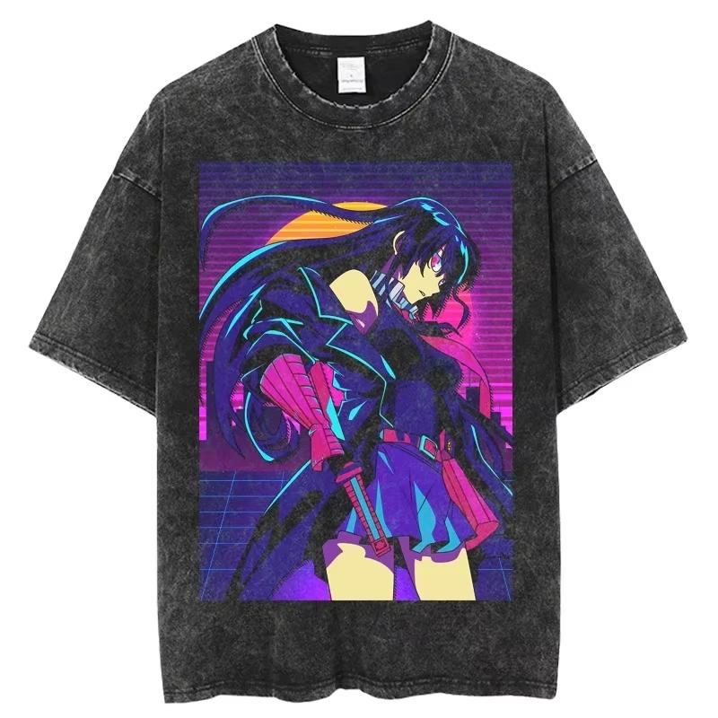 Hot-blooded Anime Akame Ga Kill Cartoon Graphic Print T-shirt Men Women Streetwear Harajuku Fashion Oversized O-neck Cotton Top Summer New Tee