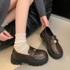 Camellia brown loafer small leather shoes 22 new spring and autumn thick-soled beautiful British style Mary