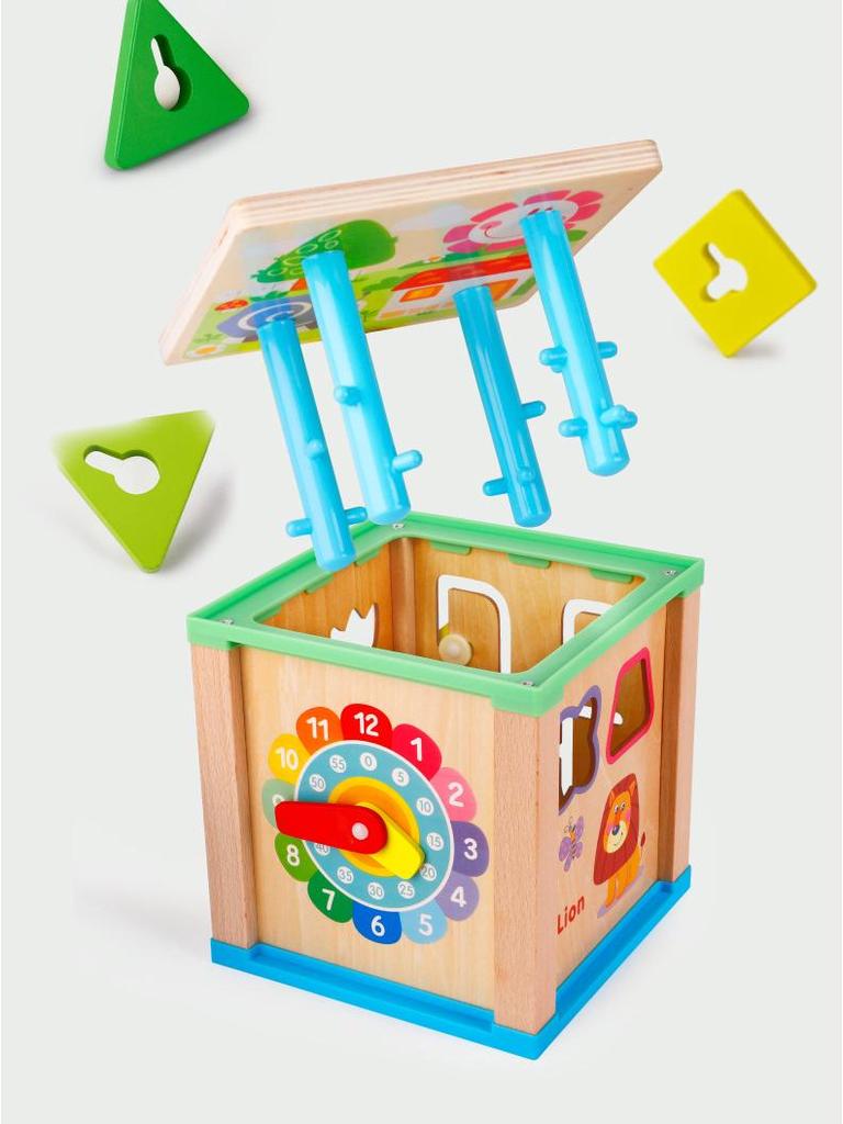 Multifunktionaler Holzperlen-Labyrinth & Formensortierkasten für Kinder Lernspielzeug
