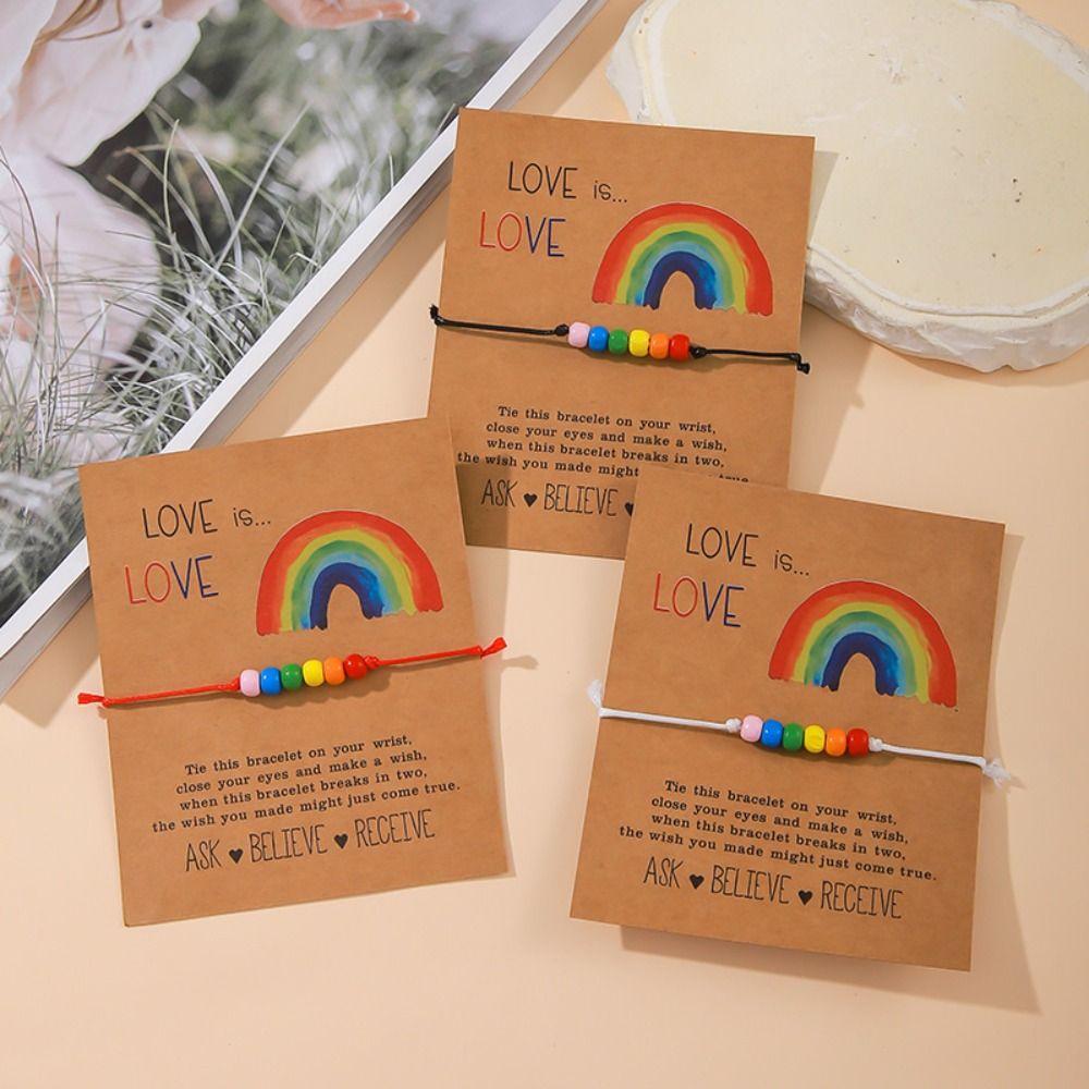 3Pcs/set Boho Rainbow Beaded Bracelet Love Heart Friendship Braided Rope Couple Bracelet  Couples