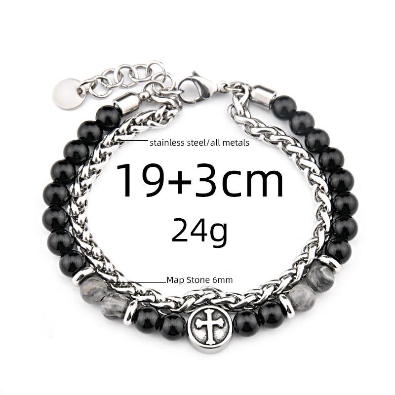 Men s Stainless Steel Chain Cross Bracelet - In Stock