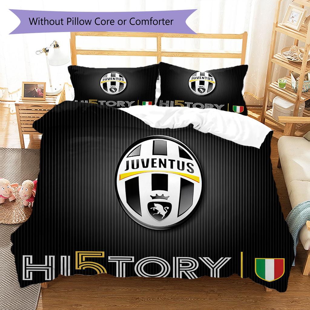 Set Copripiumino Trapuntato Juve Federa Federe Decorazione Casa Regalo di Compleanno (1 * copripiumino + 2 * federa, senza nucleo)