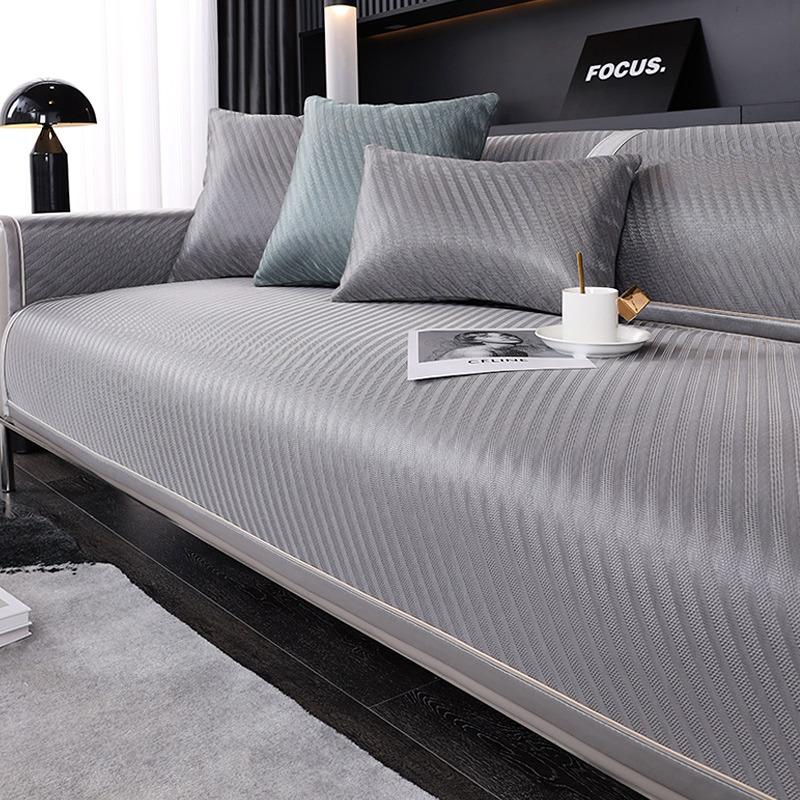 Sofa Cushion Summer Ice Silk Summer Mat Non -Slip Simple Modern Light Luxury Gray High -End Cushion Summer Sofa Cover Slipcover