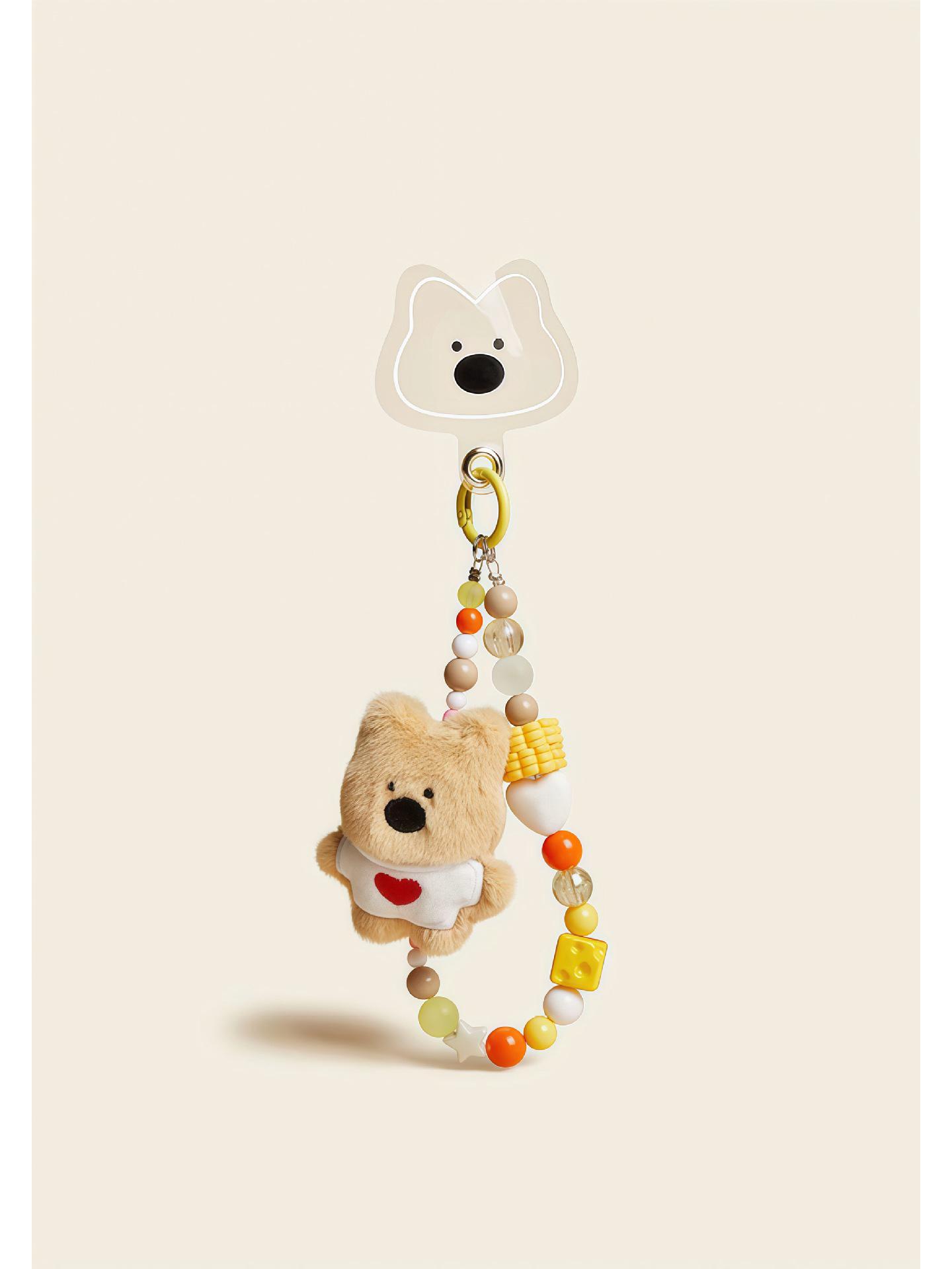 

West Highland Terrier Puppy Beaded Phone Charm - Cute Plush Doll Pendant for Girls Bags