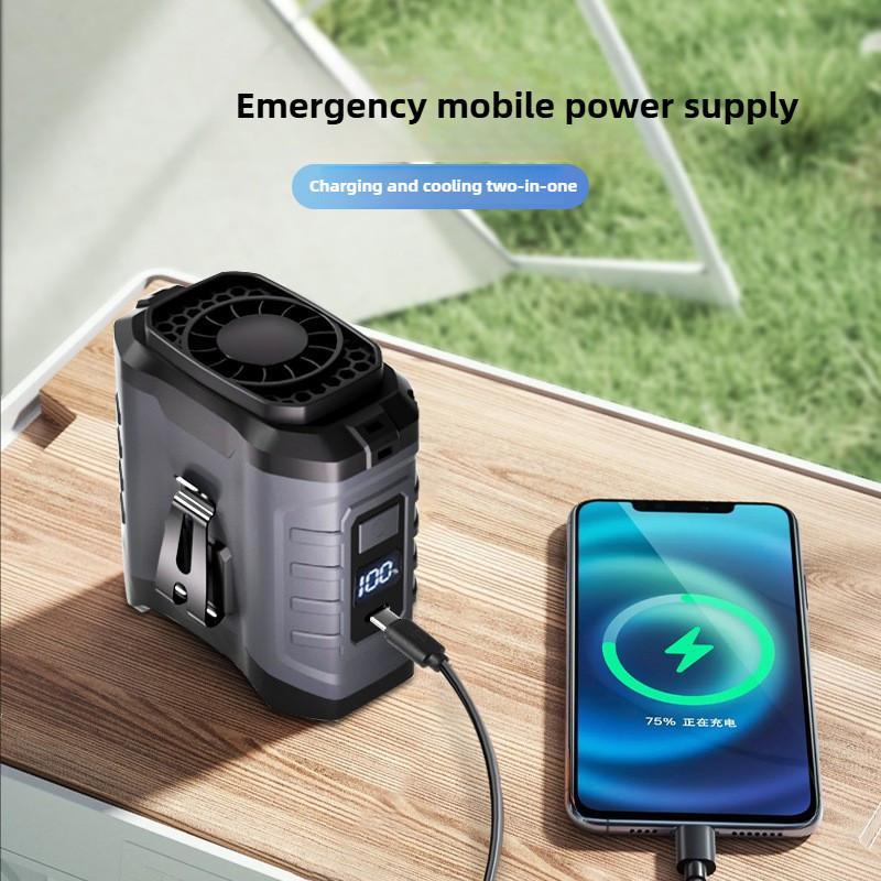 10000mAh Outdoor Portable Waist Fan Outdoor Working Strong Wind Waist Clip Fan Adjustable Wind Speeds Hanging Neck Fan