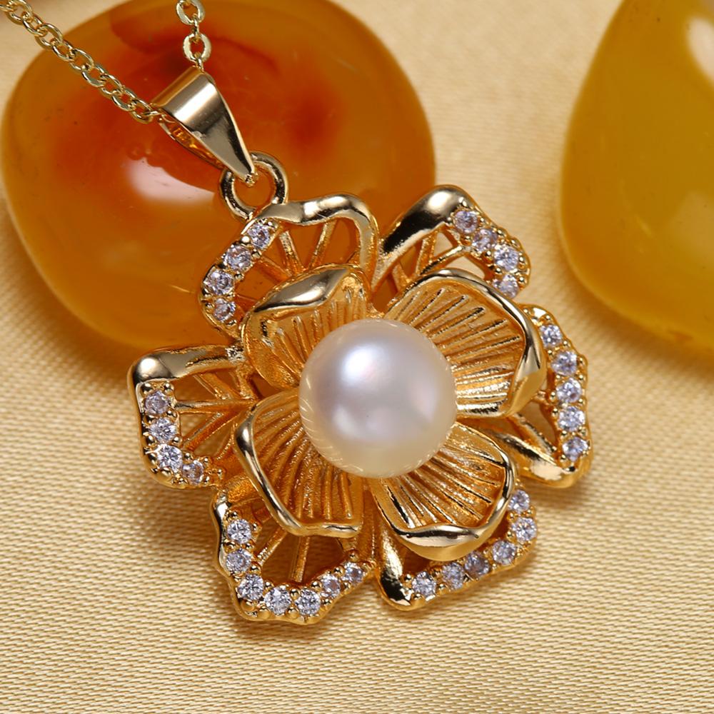 

SENIKO натуральный пресноводный большой жемчуг в стиле барокко ожерелья для женщин модный цветок кулон с кубическим цирконием с цепочкой подарок на день рождения белый