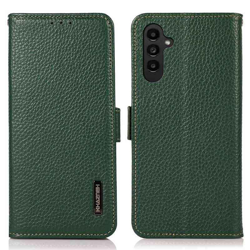 KHAZNEH For Samsung Galaxy S25+/S24+ Cover RFID Blocking Genuine Cow Leather Phone Shell