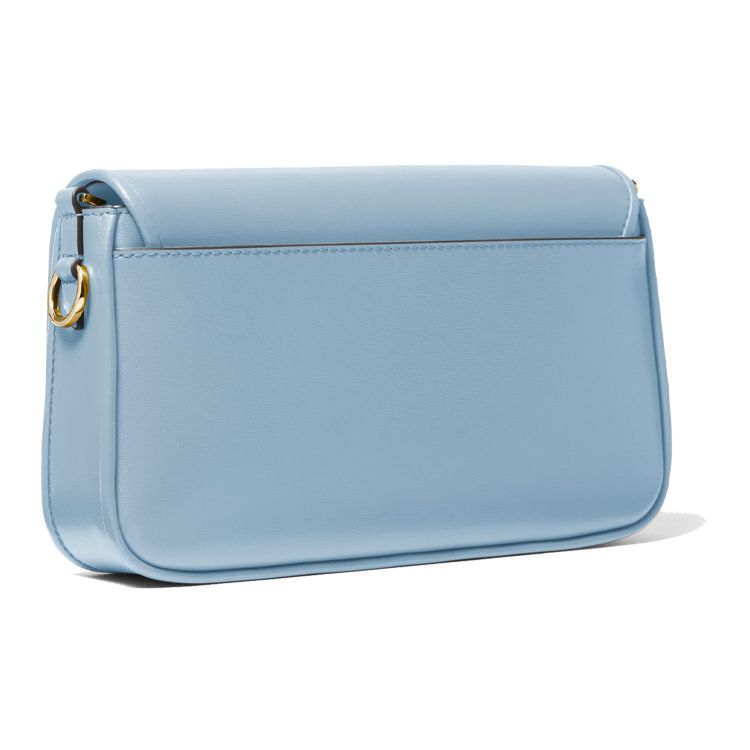 Michael Kors MK Bradshaw Solid Color Minimalist Flap Commuter Leather Shoulder Bag Women Shoulder Bag Blue 30S1S2BL1L-CHAMBRAY