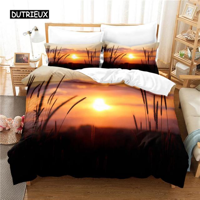 Sonnenuntergang-Bettwäsche-Set, Bettbezug-Set, 3D-Bettwäsche, Digitaldruck, Bettwäsche, Queen-Size-Bettwäsche-Set, modisches Design
