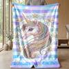 Elegant Black Unicorn Theme Blanket Lightweight Warm Flannel Blanket Decorative Throw Blanket for Home Decoration