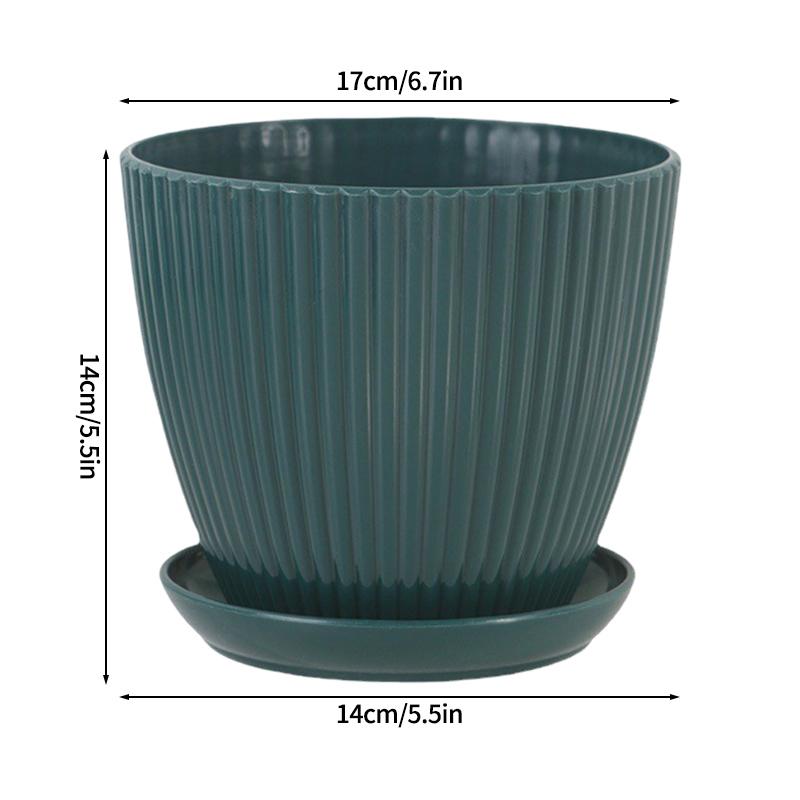 Plastic Flowerpot Indoor Outdoor Planter Flower Pots for Plants with Tray Home Decoration Potted Plant Holder Gardening Supplies