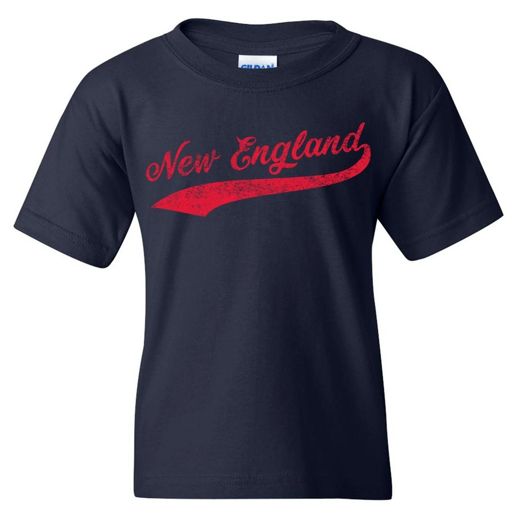 New England City Baseball Script - Hometown Pride Pitcher Youth T Shirt - Navy
