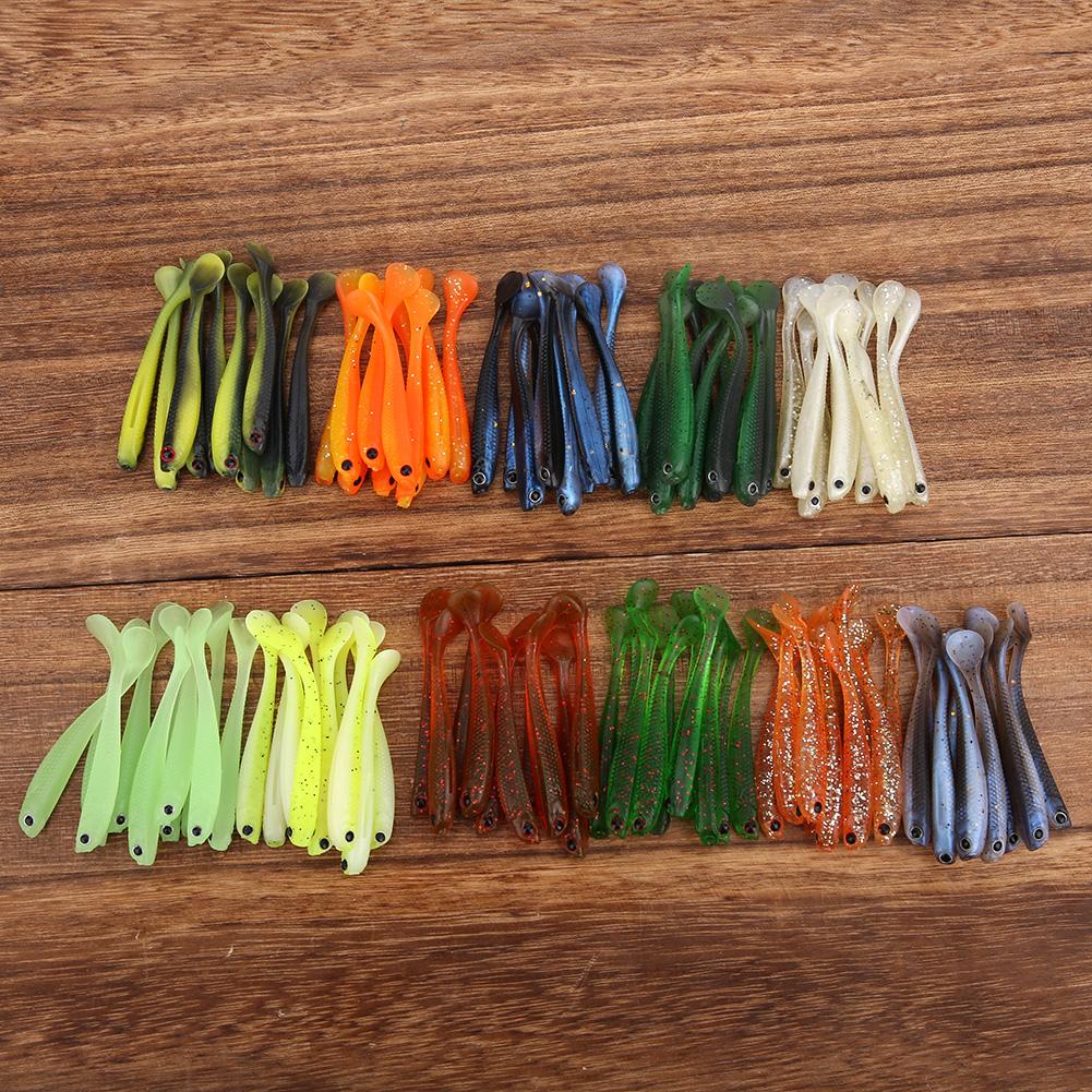 55mm Simulation Artificial Small Fish Soft Fishing Lure Baits with T Tail Accessory