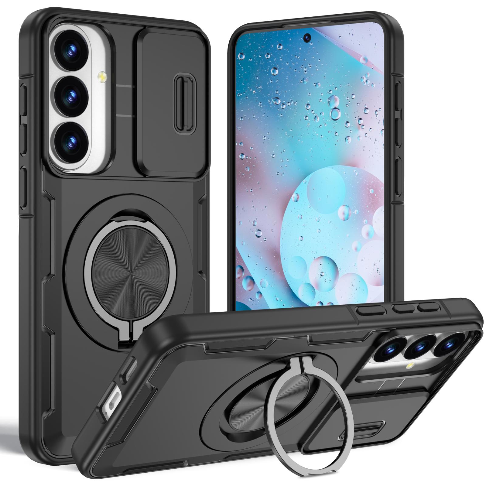 

Non-Slip Hard Case for Samsung Galaxy A17 5G 4G A 17 Dual Layer Phone Bag Magnetic Ring Holder Cases Cover for Samsung A17 Galaxy A17 5G чёрный