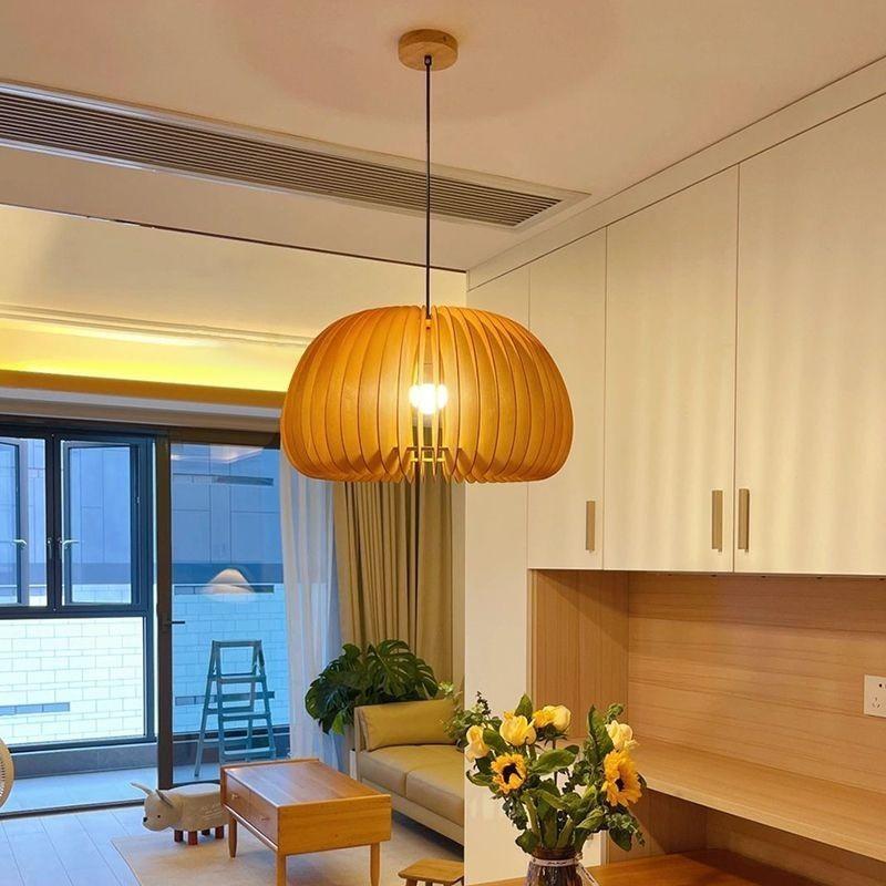 Dining Tea Room Wooden Lantern Chandelier Living Room Bedroom Kitchen Decoration Ceiling Hanging Lamp Chinese Bamboo Lamp