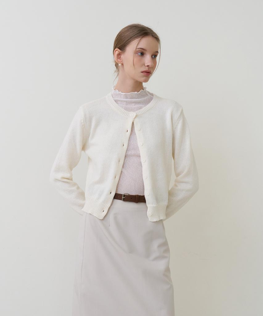 BIBYSEOB Mock Neck See-Through Turtleneck Ivory [T61]
