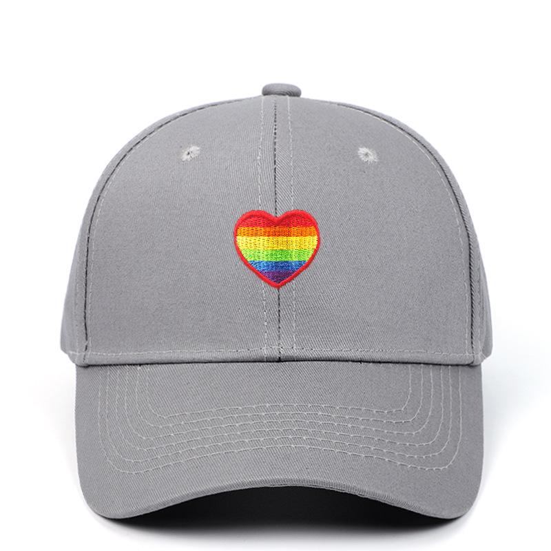 Rainbow Heart Embroidered Baseball Cap - Breathable Sun Protection Dad Hat for Outdoor Sports