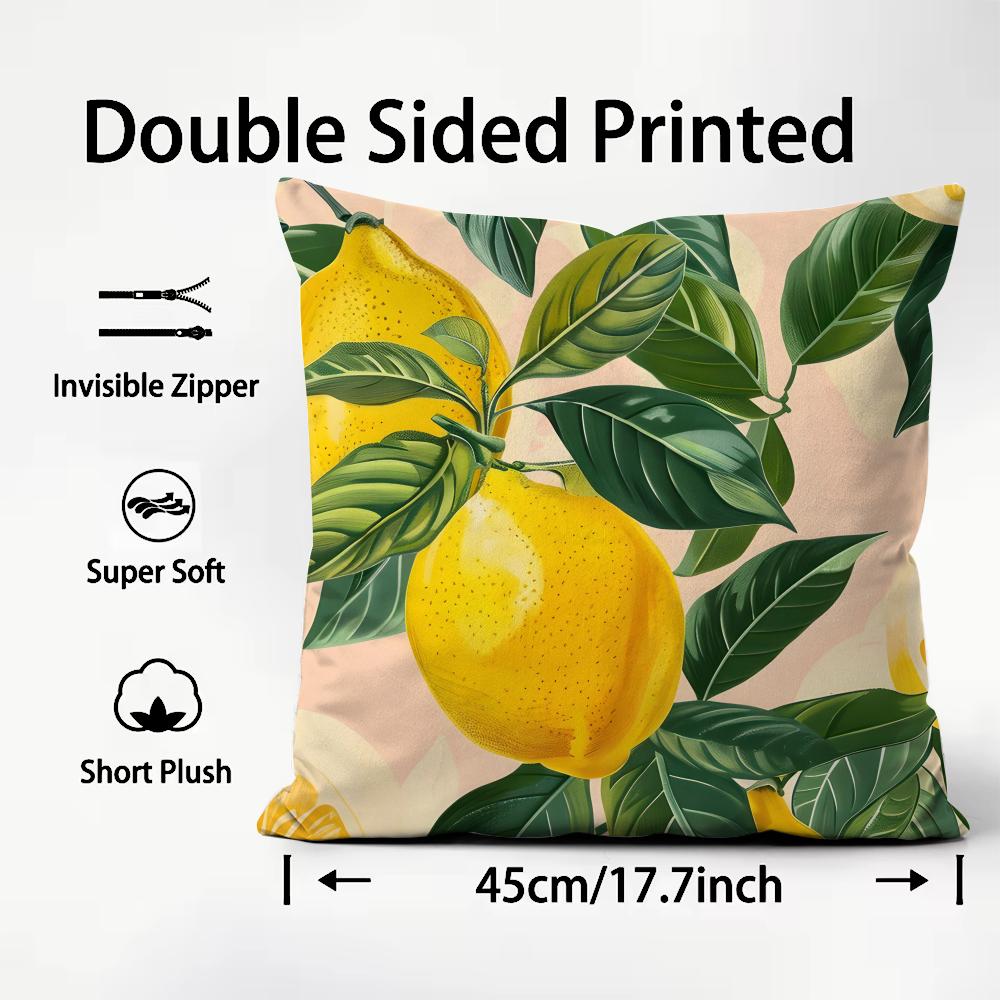 Lemon Fashion Cushion Cover Plush Fabric Soft DoubleSided Printed Sofa Warm Winter Home Child Gift Pillow Case