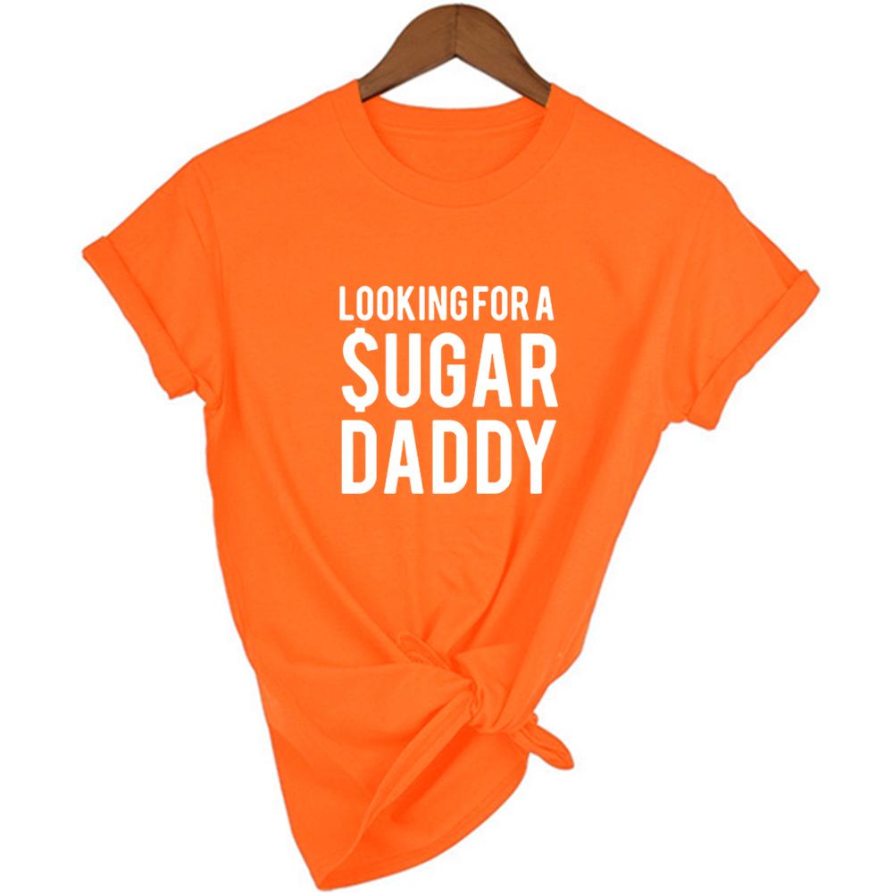 Looking For A Daddy Letters Print Women Tshirt Funny Short Sleeve Summer Tees Harajuku Female