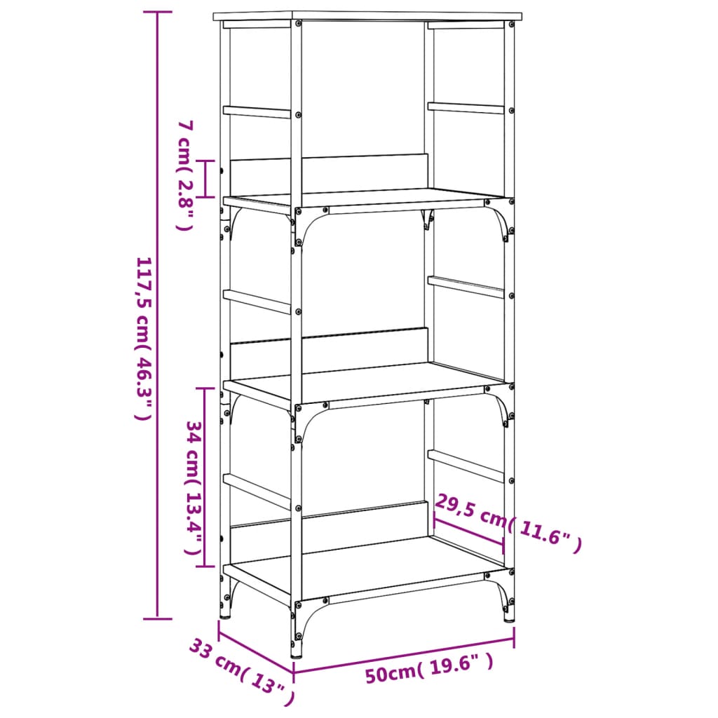 Bookshelf Sonoma Oak 50 x 33 x 117.5 cm Particleboard