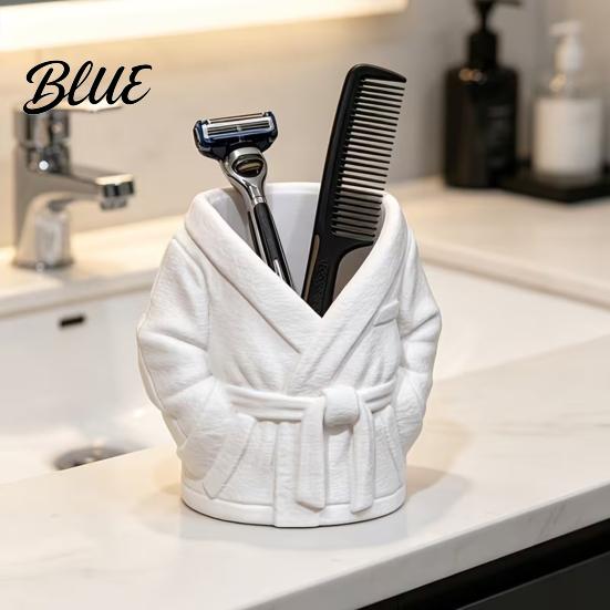 Cosmetic Tool Holder Bathroom Countertop Storage Box Makeup Brush with 3D Printed Hollow Accessory Container Bathrobe Design PLA Waterproof