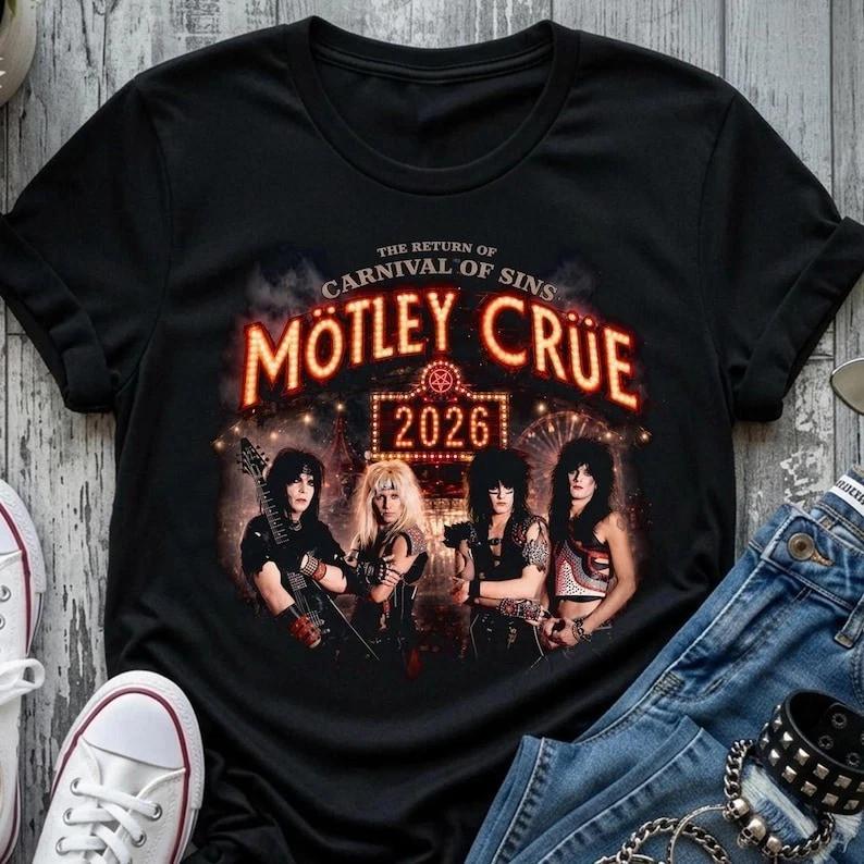 Motley Crue@ Carnival Of Sins Tour 2026 Shirt Heavy Metal Konzert T-Shirt Vintage
