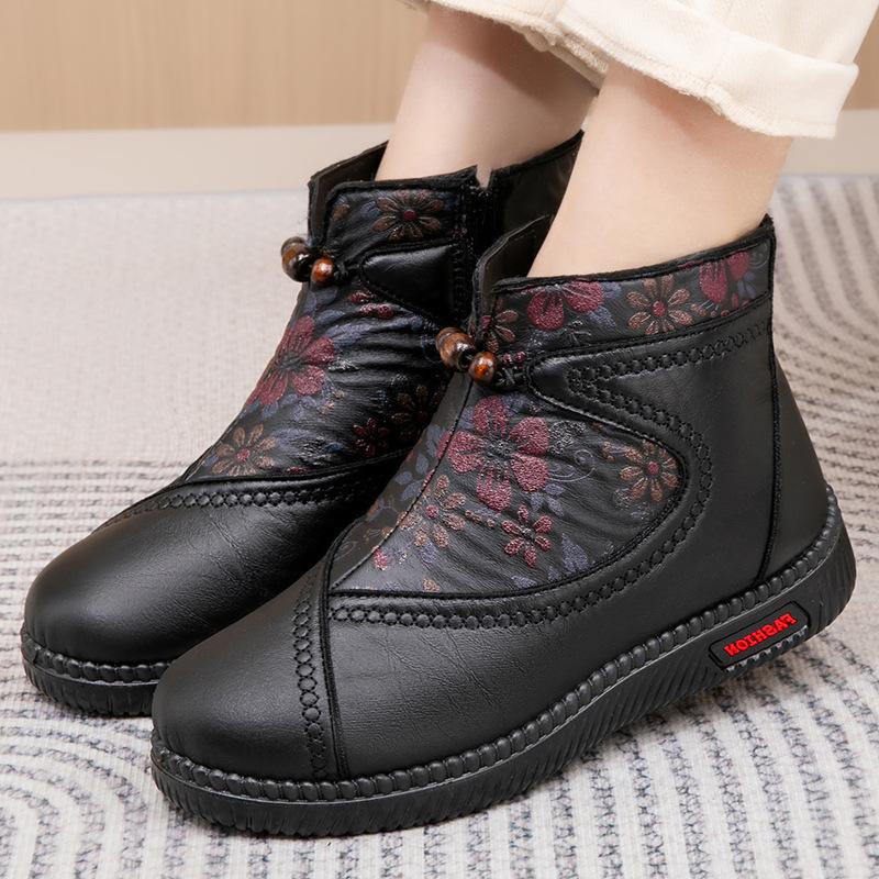 Cloth Shoes, Women's Cotton Shoes, Fleece and Thickened Anti-slip Casual Cotton Boots, Flat and Warm Shoes