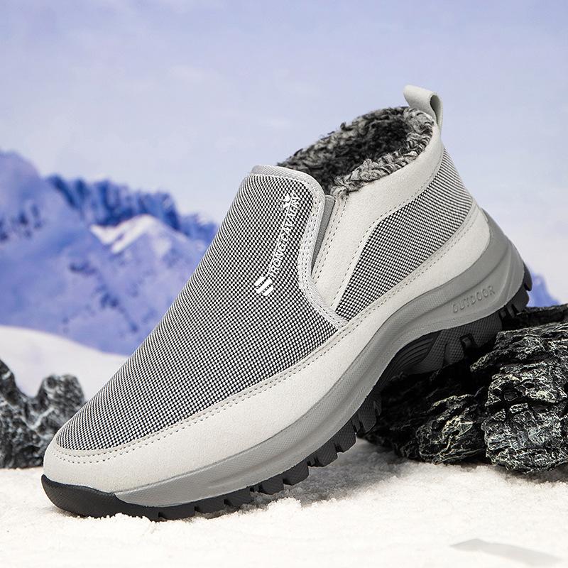 Winter Herren Plateau Schneestiefel Rutschfest Outdoor Wasserdicht Kurze Stiefel für Herren Warmhalten Dickes Fell Arbeitsschuhe Herren Stiefeletten