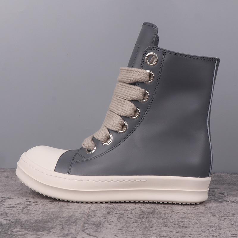 Herr Casual Skor Mode Herr Sneakers Snörskor för Man Streetwear Extra Långa Skosnören Svarta Enfärgade Sneakers