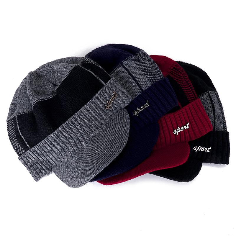 Cappello a cuffia elegante invernale caldo foderato in pelliccia con visiera in lana per uomo e donna