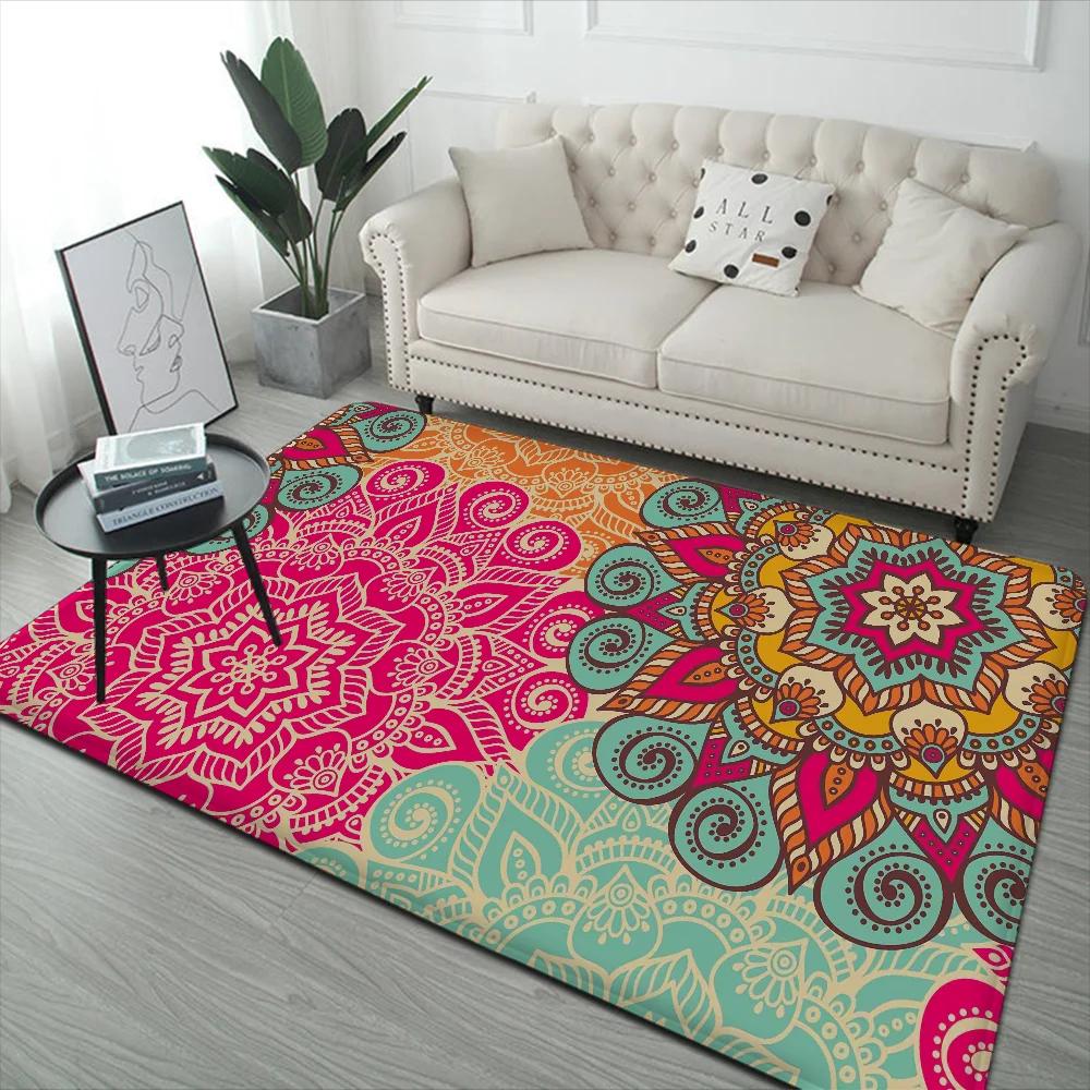 Mandala Flower Pattern Floor Mat Floor Mat INS Style Soft Bedroom Floor House Laundry Room Mat Anti-skid Household Carpets