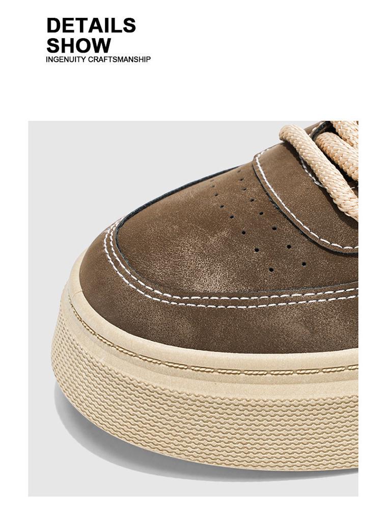 Men's Trendy Black Thick-Soled Breathable Skate Sneakers for Spring/Summer