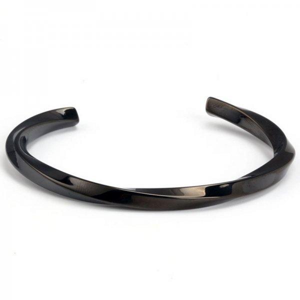 Fashion Personality Stainless Steel Twisted Rhombus Open Bangle for Men Simple Stackable Party Jewelry Accessories